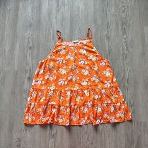 Floral Orange Sleeveless Top